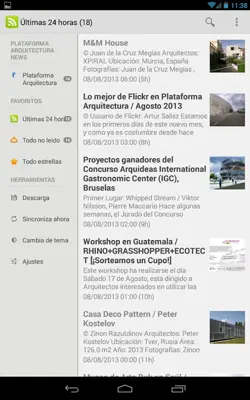 Plataforma Arquitectura RSS reader android App screenshot 0