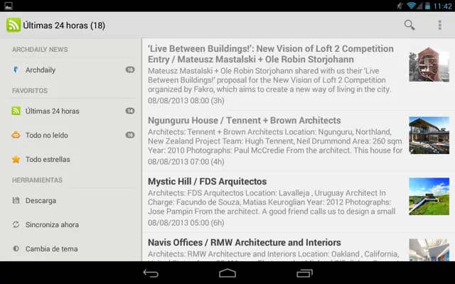 Plataforma Arquitectura RSS reader android App screenshot 3